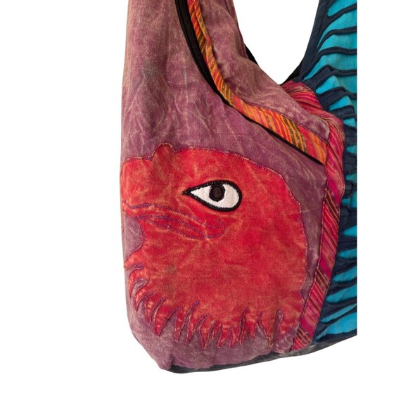 Handcrafted Patchwork Ripped Sling Bag  Made In Nepal - Picture 4 of 15